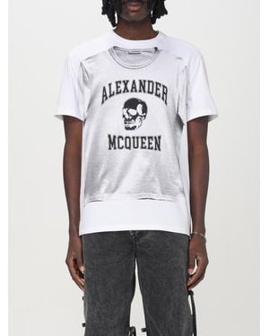 McQueen Grafisches Totenkopf-Print Baumwoll-T-Shirt - Weiß