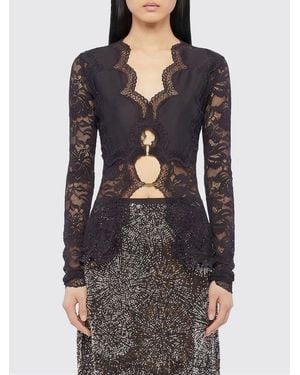 Rabanne Stretch Lace Cut-Out Top - Black