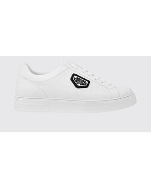 Philipp Plein Low-Top Leather Trainers With Crocodile Print - White