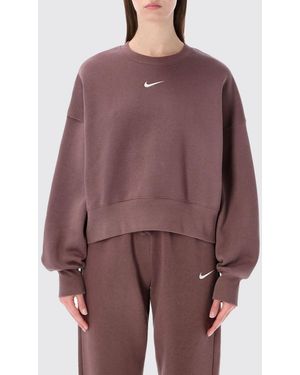 Nike Sudadera De Algodón Con Cuello Redondo Y Logo - Morado