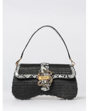 Just Cavalli Bolso De Rafia Y Piel Sintética Con Estampado De Pitón - Negro