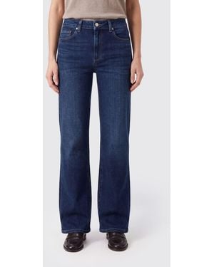 PAIGE Flared Leenah Trousers With A Mid-Rise Waist - Blue