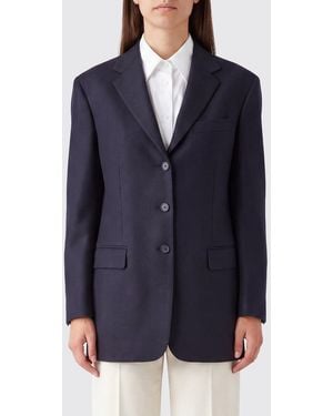 Tagliatore Single-Breasted Virgin Wool Blazer With Peak Lapels - Blue