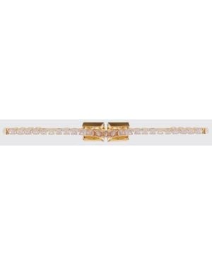 Elisabetta Franchi Brass Necklace With Set Rhinestones - White