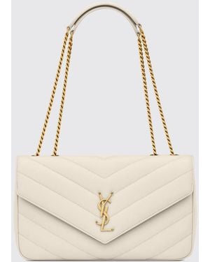 Saint Laurent Loulou Quilted Chevron Nappa Leather Bag - Natural