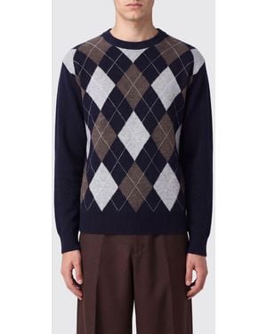 DUNST Rundhalspullover Aus Reiner Wolle Mit Argyle-Muster - Blau