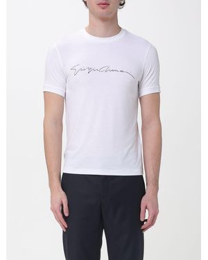 Giorgio Armani Stretch Cotton T-Shirt With Logo - White