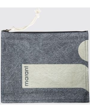 Isabel Marant Clutch Netia De Algodón Con Estampado De Logo - Gris