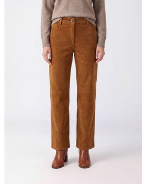 Magda Butrym Pantalón Recto De Antelina Acanalada - Marrón