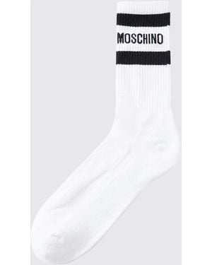 Moschino Striped Stretch-Cotton Socks With Jacquard Logo - White