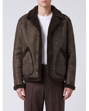 Giorgio Armani Kurze Jacke Von Aus Wildlammshearling Mit Fellkragen - Braun