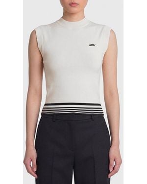 Autry Stretch Viscose Top With Logo - Blue
