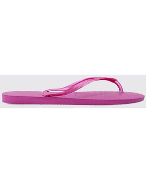 Havaianas Slim Rubber Thong Sandals With Low Heel And Tone-On-Tone Logo - Pink