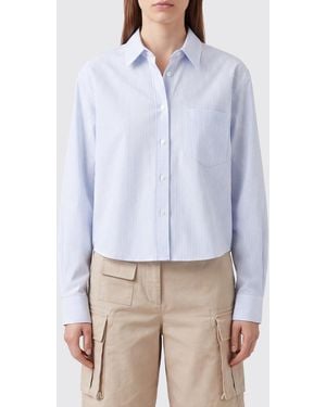 Ami Paris Striped Cotton Poplin French Collar Shirt - White