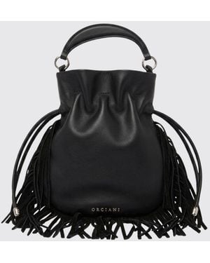 Orciani Juice Jungle Leather Bag With Fringes - Black