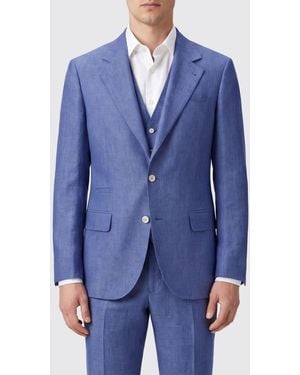 Brunello Cucinelli Single-Breasted Linen Blazer - Blue