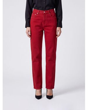 Ami Paris Jeans Straight A Vita Alta - Rosso