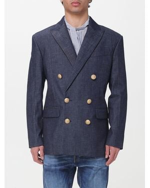 DSquared² Double-Breasted Cotton Blazer - Blue