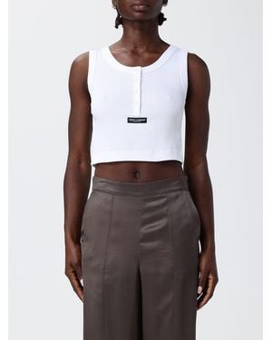 Dolce & Gabbana Dolce &Amp Gabbana Ribbed Cotton Cropped Tank Top - Brown