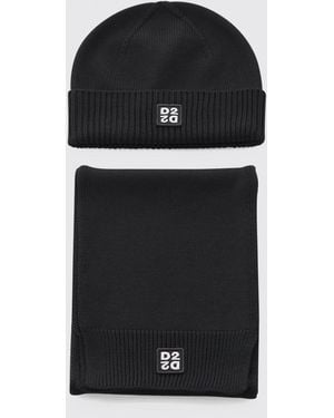 DSquared² Contrast Logo Wool Blend Beanie - Black