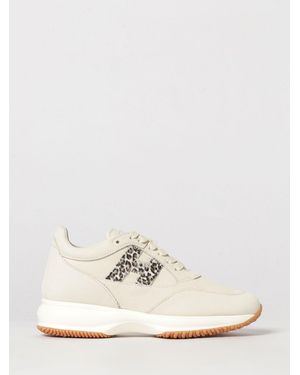 Hogan Interactive Animal Print Pony Hair And Leather Chunky Sneakers - White