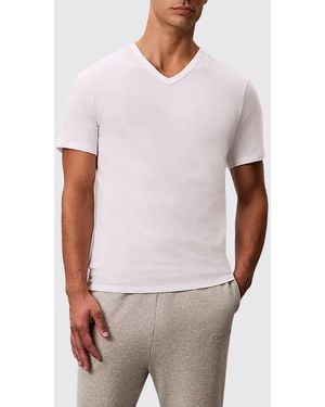 Calvin Klein Set Of 3 Slim Fit V-Neck Cotton T-Shirts - White