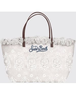 MC2 Saint Barth Cotton Blend Shoulder Bag With Logo - Natural