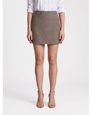 P.A.R.O.S.H. P.A.R.O.S.H. High-Waisted Houndstooth Wool Pencil Mini Skirt - Natural