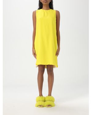MSGM Shift Dress Relaxed Fit Silk - Yellow