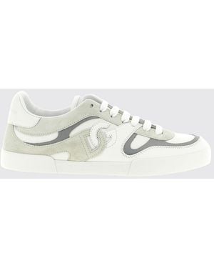 Dolce & Gabbana Dolce &Amp Gabbana Portofino Bicolour Calf Leather Trainers With Dg Monogram - White