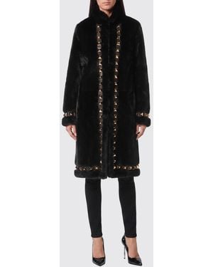 Philipp Plein Studded Single-Breasted Mink Fur Coat - Black