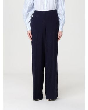 Twinset Embroidered Viscose Blend Palazzo Pants - Blue