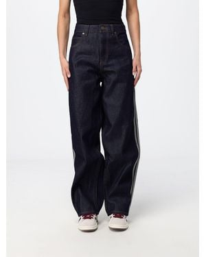 adidas Originals Vaqueros De Talle Alto Y Pernera Ancha En Denim Con Logo 3-Stripes - Azul