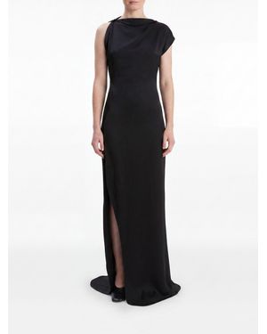 Victoria Beckham One-Shoulder Crêpe Evening Gown With Slit - Black