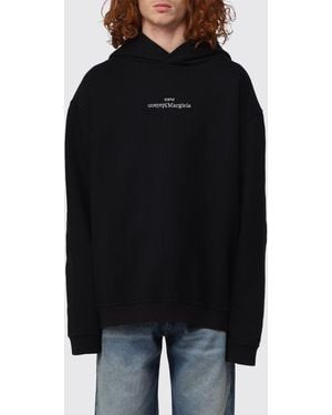 Maison Margiela Relaxed Fit Cotton Hoodie With Contrast Logo - Black