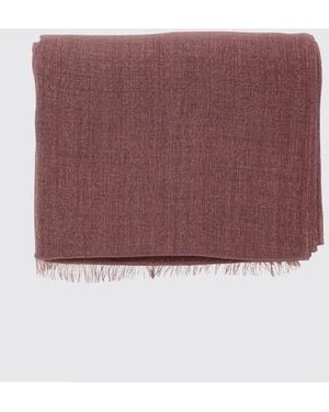 Brunello Cucinelli Cashmere And Silk Blend Scarf With Fringed Edges - Purple