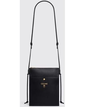 Celine Sharp Mini Leather Bag With Logo - White
