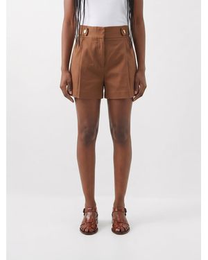 Elisabetta Franchi Linen Blend Shorts - Brown