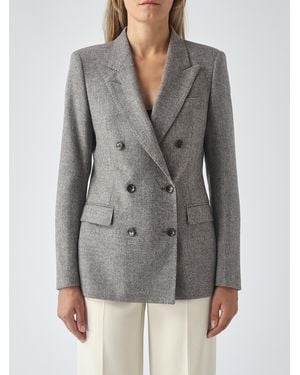 Tagliatore Short Double-Breasted Wool Blazer With Peak Lapels - Grey
