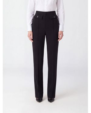 Elisabetta Franchi Slim Fit Virgin Wool Blend Skinny Trousers - Blue