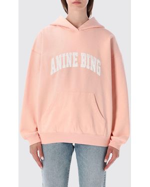 Anine Bing Oversized Printed Logo Cotton Hoodie - Pink