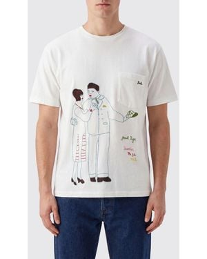 Bode Graphic Print Cotton T-Shirt With Chest Patch Pocket - White