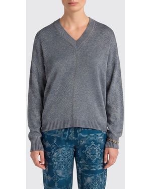 Momoní Momon&Igrave Lurex Viscose V-Neck Jumper - Grey
