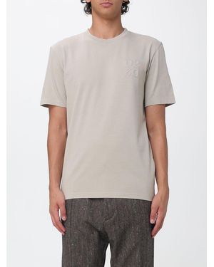 DSquared² Camiseta De Algodón Con Hombros Acolchados Y Cuello Redondo - Gris