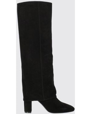 Via Roma 15 Suede Knee-High Boots With A High Block Heel - Black