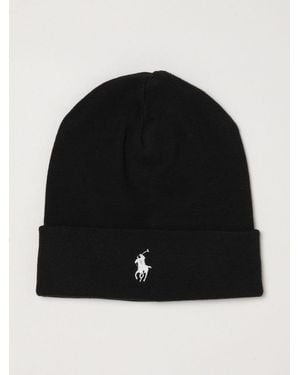 Polo Ralph Lauren Beanie-Mütze Aus Baumwolle Mit Gesticktem Pony-Logo - Schwarz