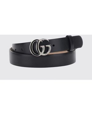 Gucci Gg Marmont Smooth Calfskin Belt With Monogram Buckle - White