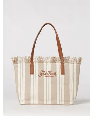 MC2 Saint Barth Cotton Bag With Embroidered Logo - Natural