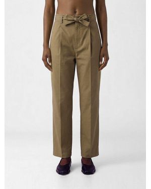 Saint Laurent Cotton Straight Pants - Natural