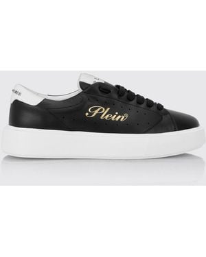 Philipp Plein Niedrige Leder-Sneaker Mit Chunky-Sohle Und Laminiertem Logo - Weiß